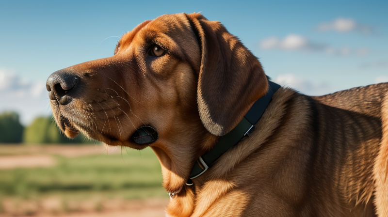 Detalle de sabueso rastreando